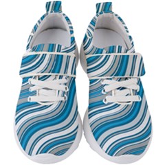 Blue Wave Surges On Kids  Velcro Strap Shoes by WensdaiAmbrose