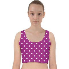 Fuschia Polka Dot Velvet Racer Back Crop Top by retrotoomoderndesigns