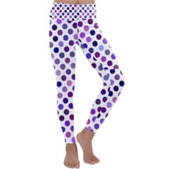 Shades Of Purple Polka Dots Kids  Lightweight Velour Classic Yoga Leggings by retrotoomoderndesigns