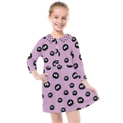 Totoro - Soot Sprites Pattern Kids  Quarter Sleeve Shirt Dress