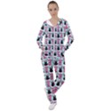 Waitress Uniform Dresses Nerdy Glasses Pattern Blue Women s Tracksuit View1