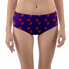 Kawaii Pumpkin Purple Reversible Mid-waist Bikini Bottoms