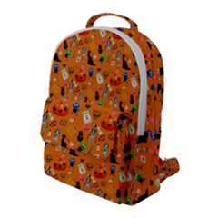 Halloween Treats Pattern Orange Flap Pocket Backpack (large) by snowwhitegirl