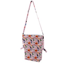 Halloween Treats Pattern Pink Folding Shoulder Bag by snowwhitegirl