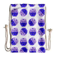 Kawaii Blueberry Jam Jar Pattern Drawstring Bag (large) by snowwhitegirl