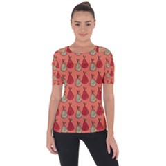 Pears Red Shoulder Cut Out Short Sleeve Top