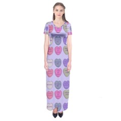 Valentine Hearts Lilac Short Sleeve Maxi Dress by snowwhitegirl