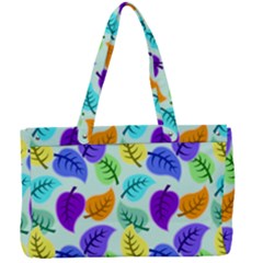 Colorful Leaves Blue Canvas Work Bag by snowwhitegirl