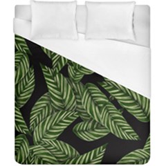 Tropical Leaves On Black Duvet Cover (california King Size) by snowwhitegirl