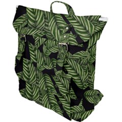 Tropical Leaves On Black Buckle Up Backpack by snowwhitegirl