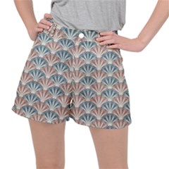 Vintage Scallop Blue Red Pattern Stretch Ripstop Shorts by snowwhitegirl