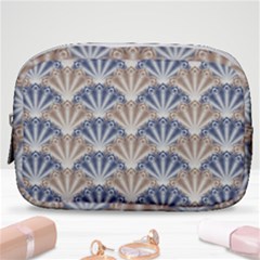 Vintage Scallop Beige Blue Pattern Make Up Pouch (small) by snowwhitegirl