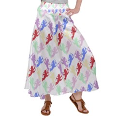 Colorful Cherubs White Satin Palazzo Pants by snowwhitegirl