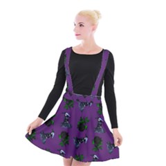 Gothic Girl Rose Purple Pattern Suspender Skater Skirt by snowwhitegirl