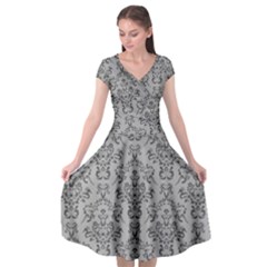 Victorian Paisley Grey Cap Sleeve Wrap Front Dress by snowwhitegirl