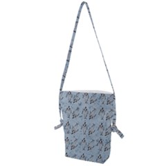 Skeleton Blue Background Folding Shoulder Bag by snowwhitegirl