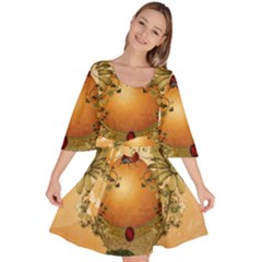 Wonderful Easter Egg With Flowers And Snail Velour Kimono Dress by FantasyWorld7