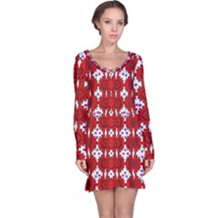 Happy Walls Of Flowers And Hearts Long Sleeve Nightdress by pepitasart