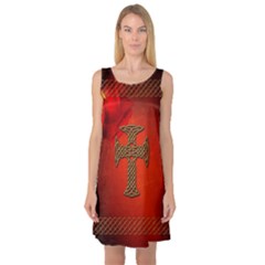 Wonderful Celtic Cross On Vintage Background Sleeveless Satin Nightdress by FantasyWorld7