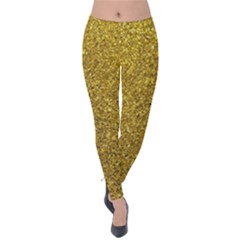 Gold Sparkles Velvet Leggings by retrotoomoderndesigns