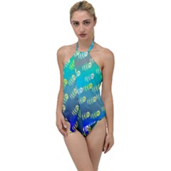 Animal Nature Cartoon Wild Wildlife Wild Life Go With The Flow One Piece Swimsuit