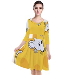 Rat Mouse Cheese Animal Mammal Quarter Sleeve Waist Band Dress by Sudhe