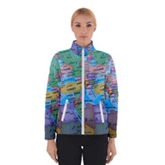 Globe World Map Maps Europe Winter Jacket by Sudhe