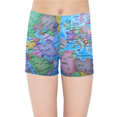 Globe World Map Maps Europe Kids  Sports Shorts by Sudhe