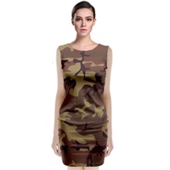 Camo Dark Brown Sleeveless Velvet Midi Dress by retrotoomoderndesigns