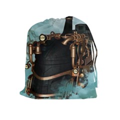 Spirit Of Steampunk, Awesome Train In The Sky Drawstring Pouch (xl) by FantasyWorld7