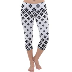 Black And White Tribal Capri Yoga Leggings by retrotoomoderndesigns