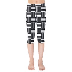 Black And White Basket Weave Kids  Capri Leggings  by retrotoomoderndesigns