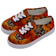 Awesome Skull With Celtic Knot With Fire On The Background Kids  Classic Low Top Sneakers by FantasyWorld7