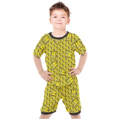 Gilet Jaune Pattern Yellowvests Cowcow Gilet Jaune Pattern Funny Yellow Vests Kids  Tee And Shorts Set by snek