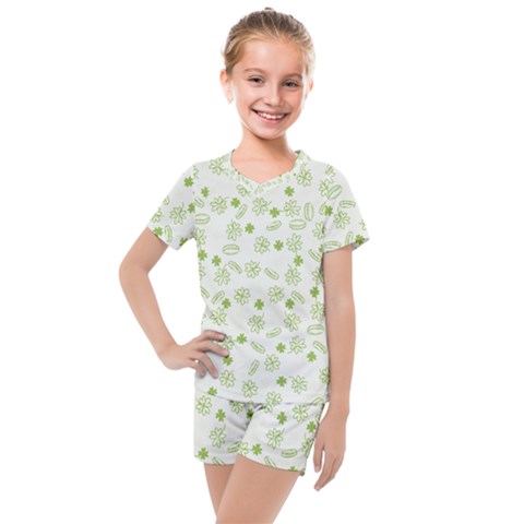 St Patricks Day Pattern Kids  Mesh Tee And Shorts Set by Valentinaart