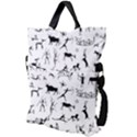 Petroglyph Runic Cavemen Nordic Black Paleo Drawings Pattern Fold Over Handle Tote Bag View2