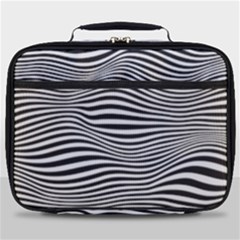 Retro Psychedelic Waves Pattern 80s Black And White Full Print Lunch Bag by genx