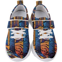 Woods Trees Abstract Scene Forest Kids  Velcro Strap Shoes by Pakrebo