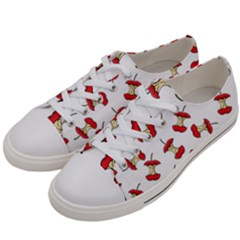 Red Apple Core Funny Retro Pattern Half On White Background Men s Low Top Canvas Sneakers by genx