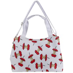 Red Apple Core Funny Retro Pattern Half On White Background Double Compartment Shoulder Bag by genx