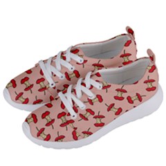 Red Apple Core Funny Retro Pattern Half Eaten On Pastel Orange Background Women s Lightweight Sports Shoes by genx