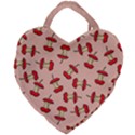 Red Apple Core Funny Retro Pattern Half eaten on pastel orange background Giant Heart Shaped Tote View1