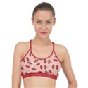 Red Apple Core Funny Retro Pattern Half eaten on pastel orange background Basic Training Sports Bra View1