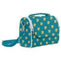 Toast With Cheese Funny Retro Pattern Turquoise Green Background Satchel Shoulder Bag View2