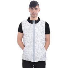 Organic Olive Leaves Pattern Hand Drawn Black And White Men s Puffer Vest by genx