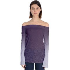 Organic Olive Leaves Pattern Hand Drawn Purple Red Wine Off Shoulder Long Sleeve Top by genx