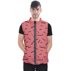 Funny Bacon Slices Pattern Infidel Vintage Red Meat Background  Men s Puffer Vest by genx