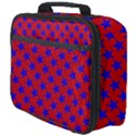 Blue Stars Pattern On Red Full Print Lunch Bag View4