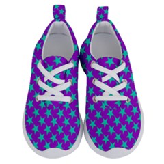 Turquoise Stars Pattern On Purple Running Shoes by BrightVibesDesign