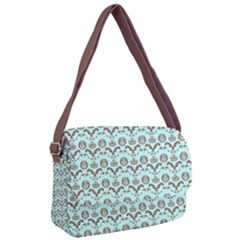 Easter Damask Pattern Robins Egg Blue And Brown Courier Bag by emilyzragz